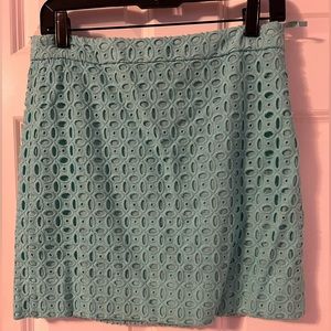 J Crew Teal Eyelet skirt size 2